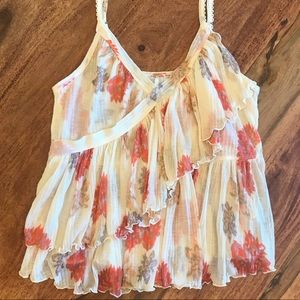 Free People Scalloped Cami With Ruffles & Flowers